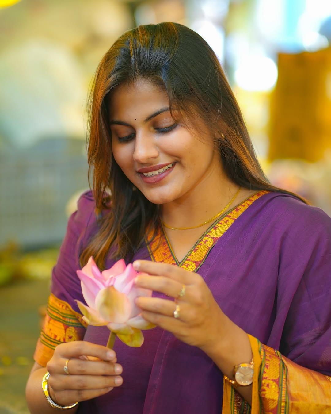 Traditionally in Purple – Mangalgiri Cotton Kurti Set