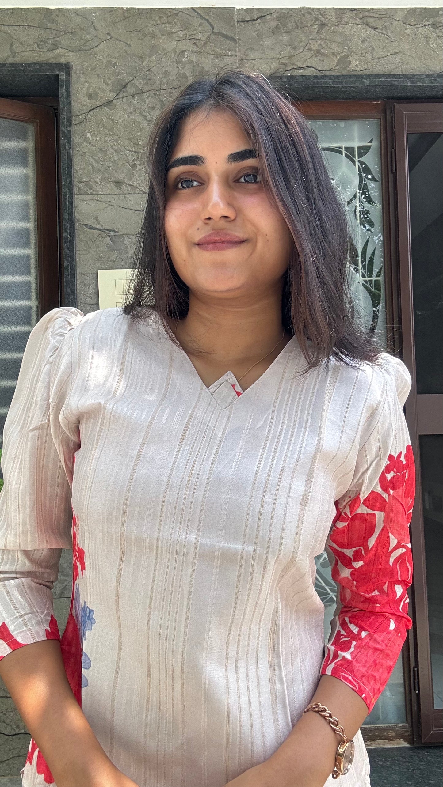 IVORY FLORAL TUSSAR SILK KURTI