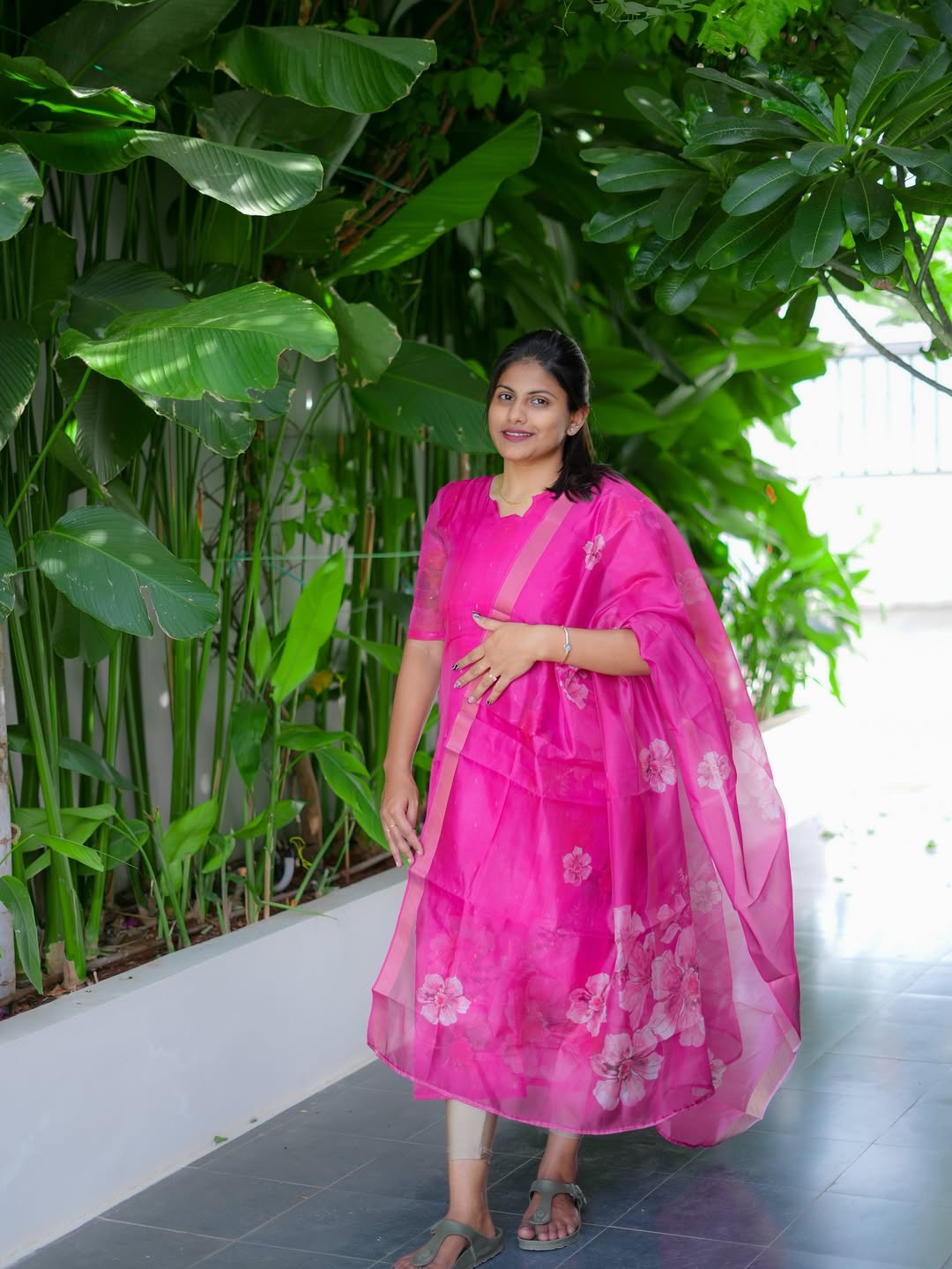 Magenta Magic Tabby Silk Kurti & Dupatta Set
