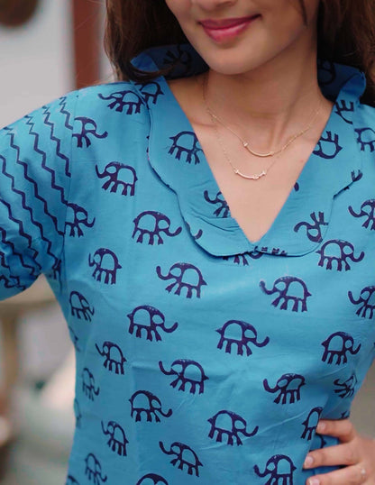 Blue Elephant printed coords