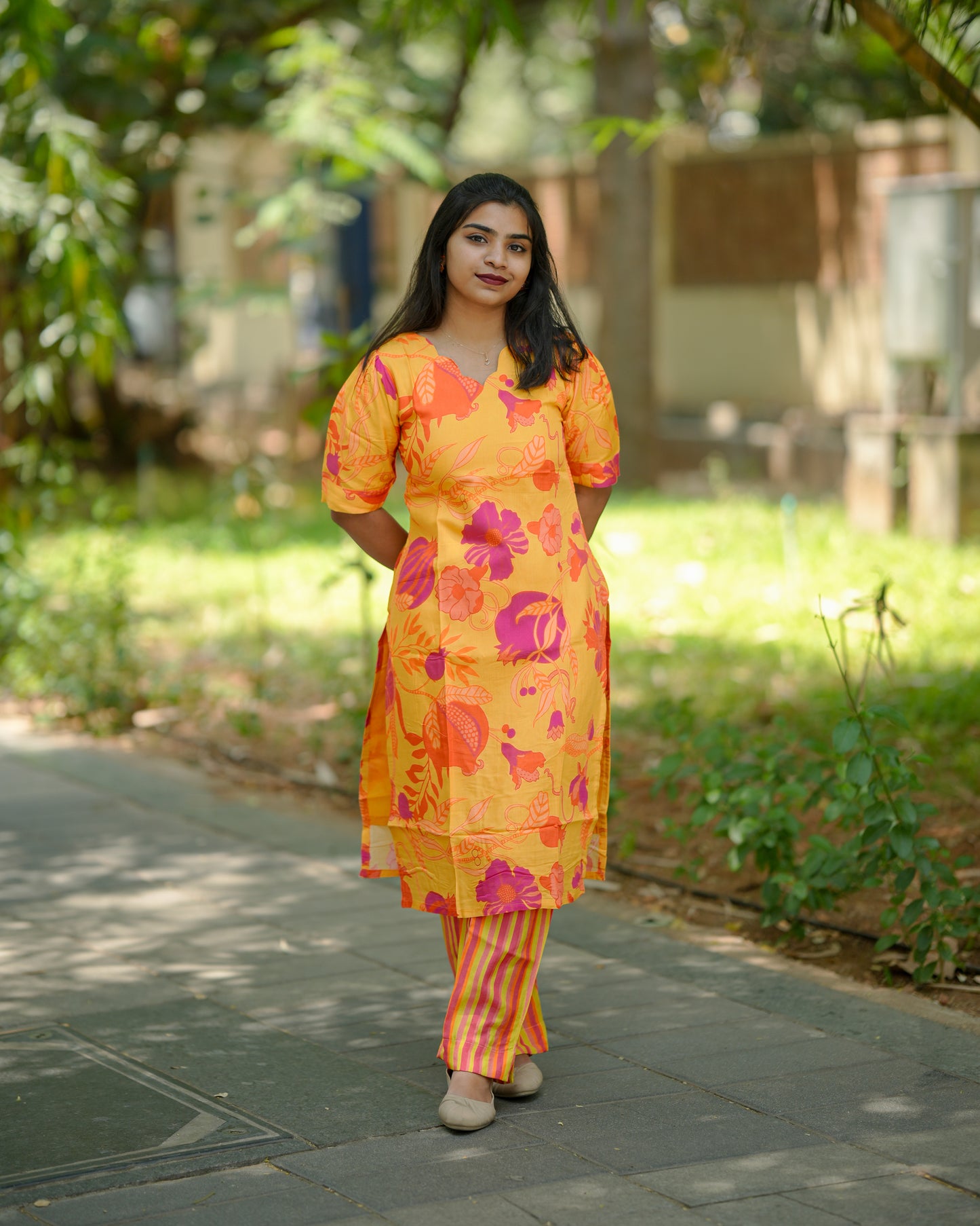Sun-Kissed Petals Viscose Muslin Silk Co-Ord Set