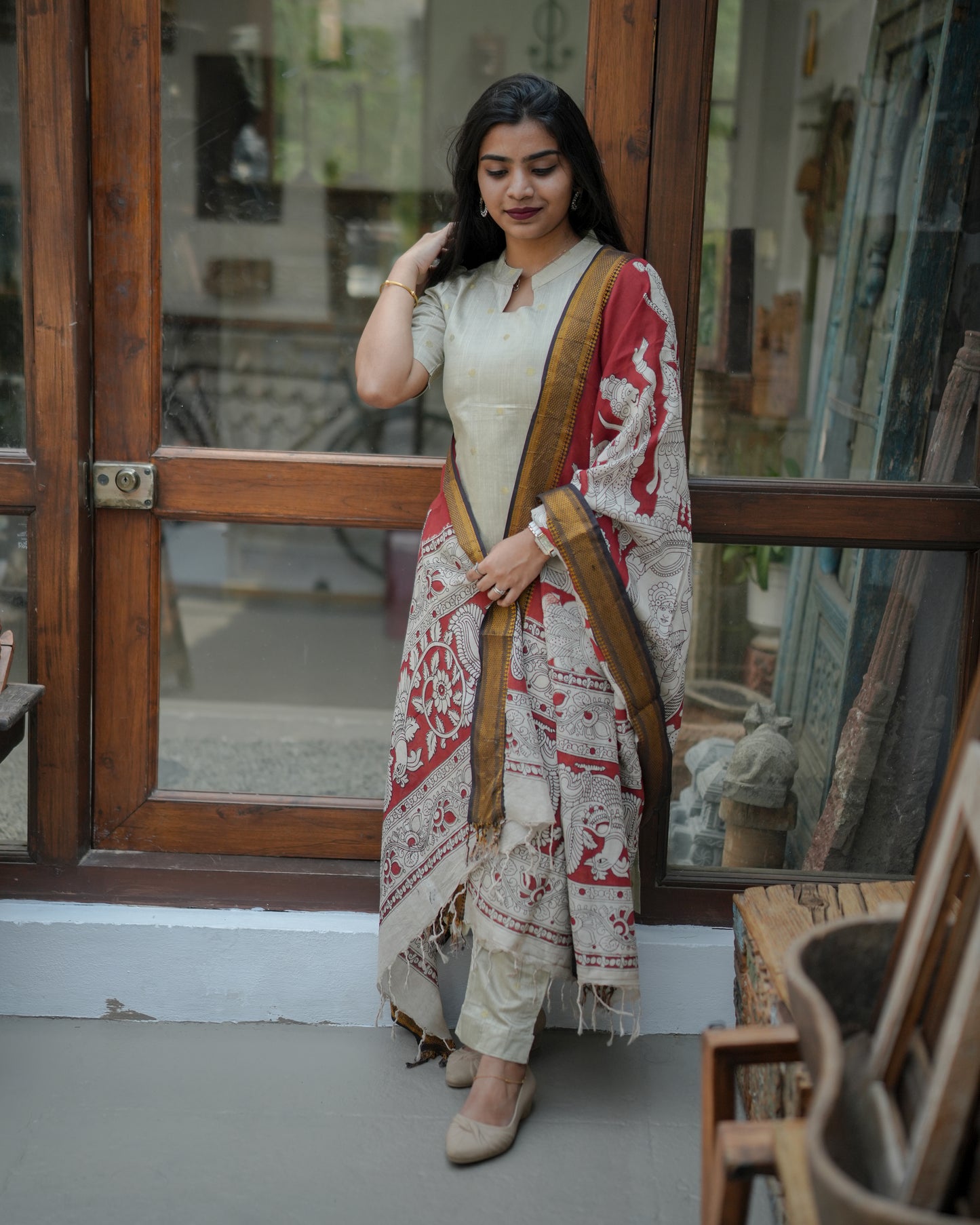 Urban Ethnic Kalamkari Kurta Set with Dupatta