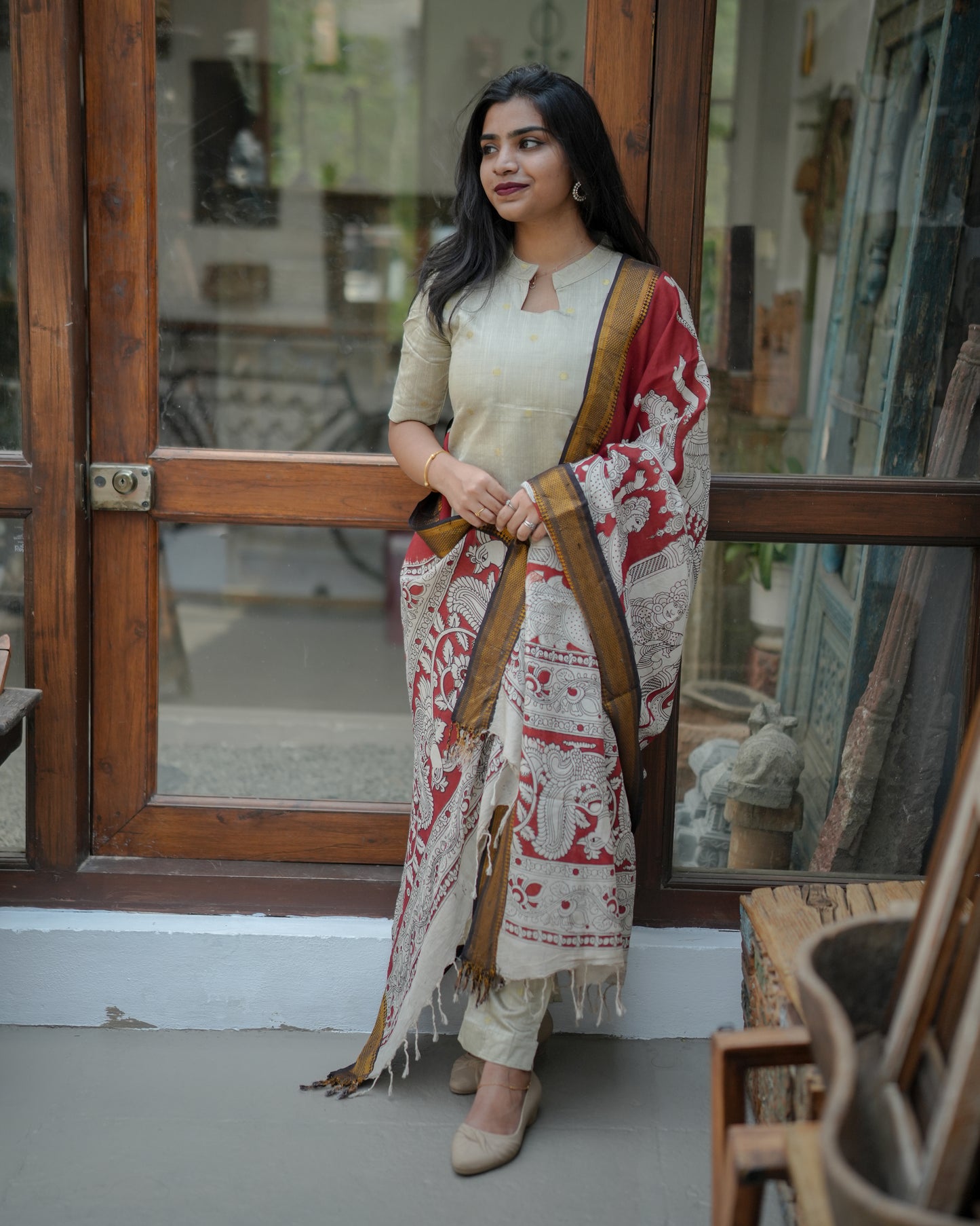 Urban Ethnic Kalamkari Kurta Set with Dupatta