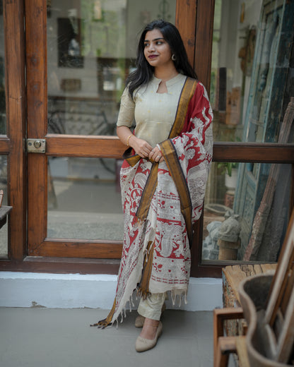 Urban Ethnic Kalamkari Kurta Set with Dupatta