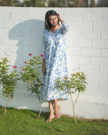 Cloud N Sky Dobby Cotton Midi Dress