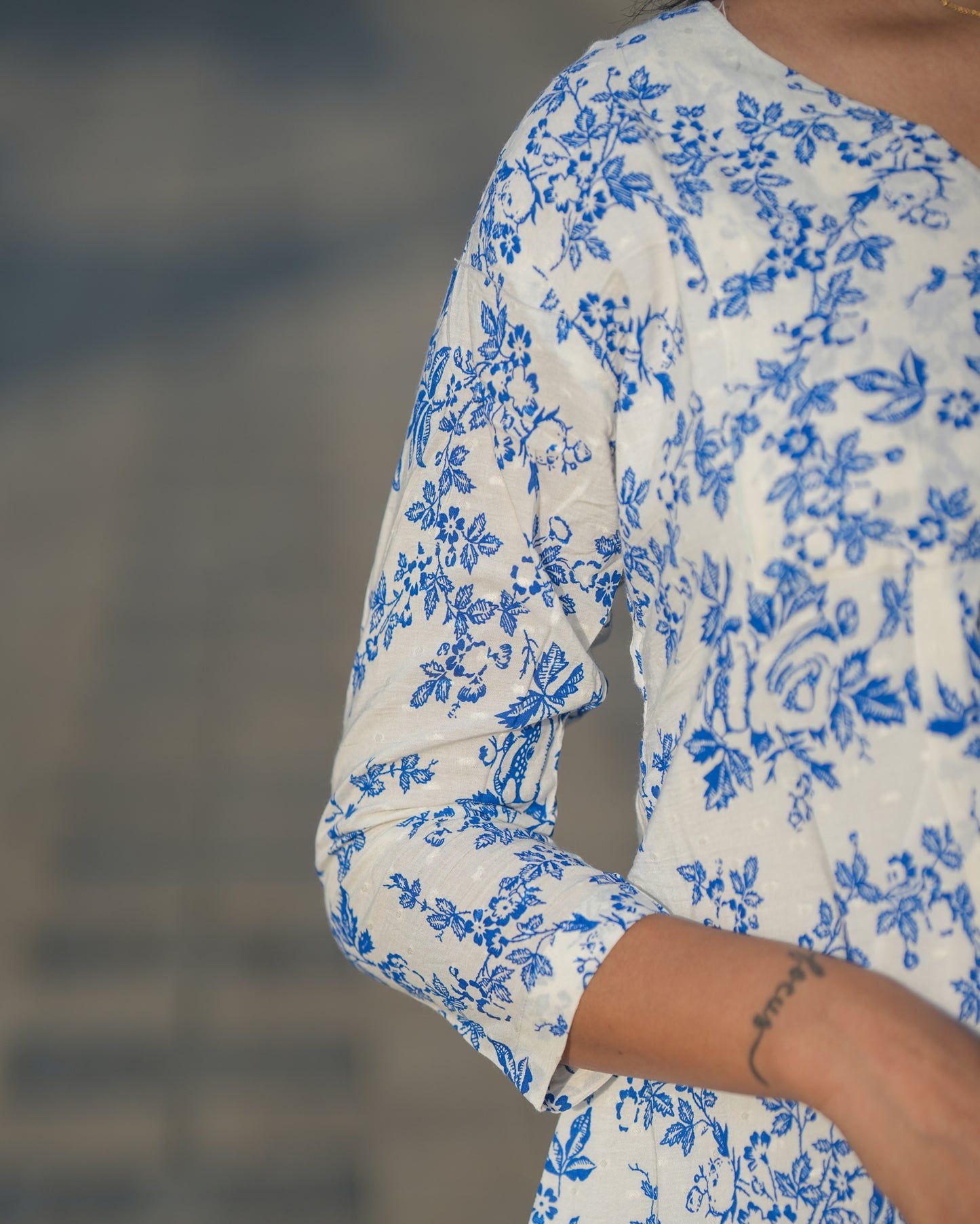 Cloud N Sky Dobby Cotton Midi Dress