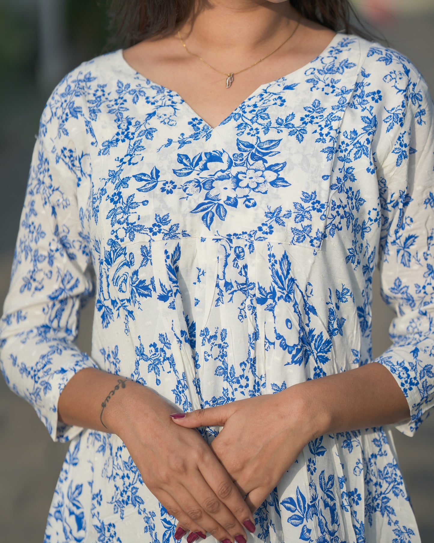 Cloud N Sky Dobby Cotton Midi Dress