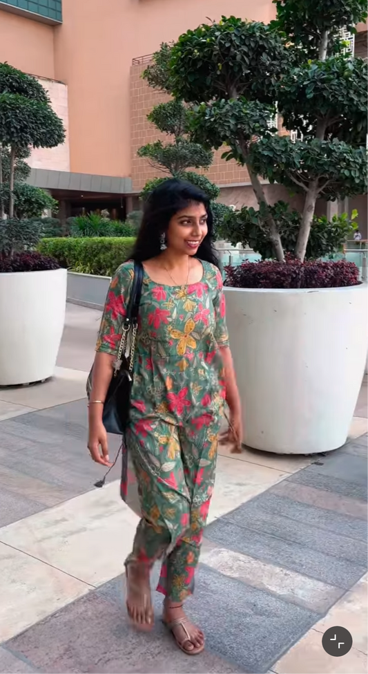 BLUE GREEN FLORAL CHARM COORD SET