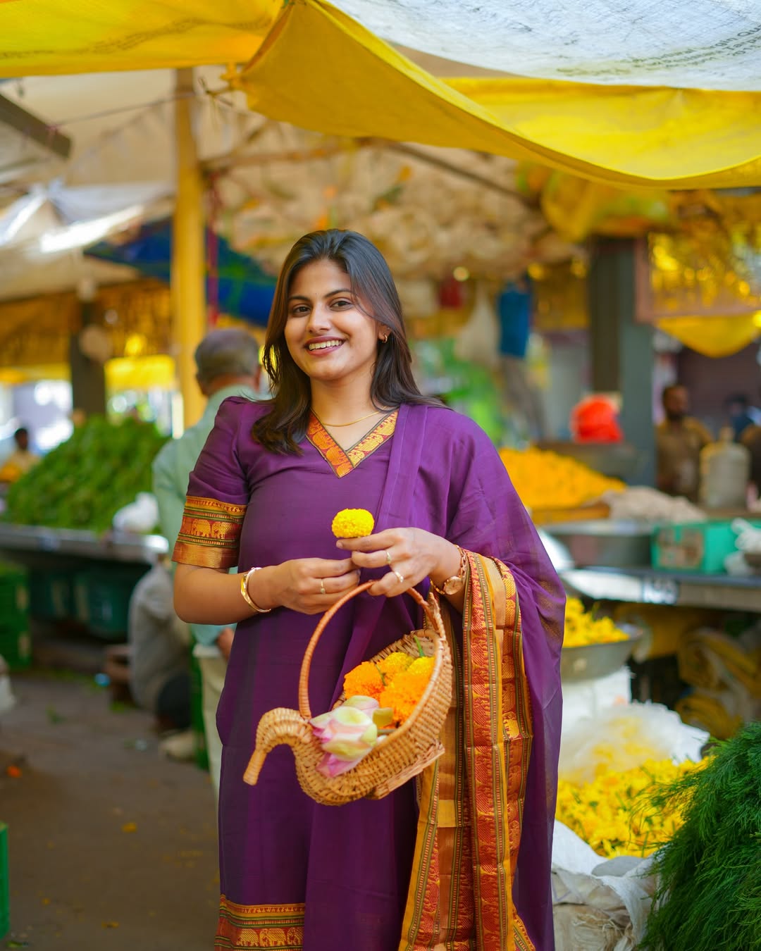 Traditionally in Purple – Mangalgiri Cotton Kurti Set