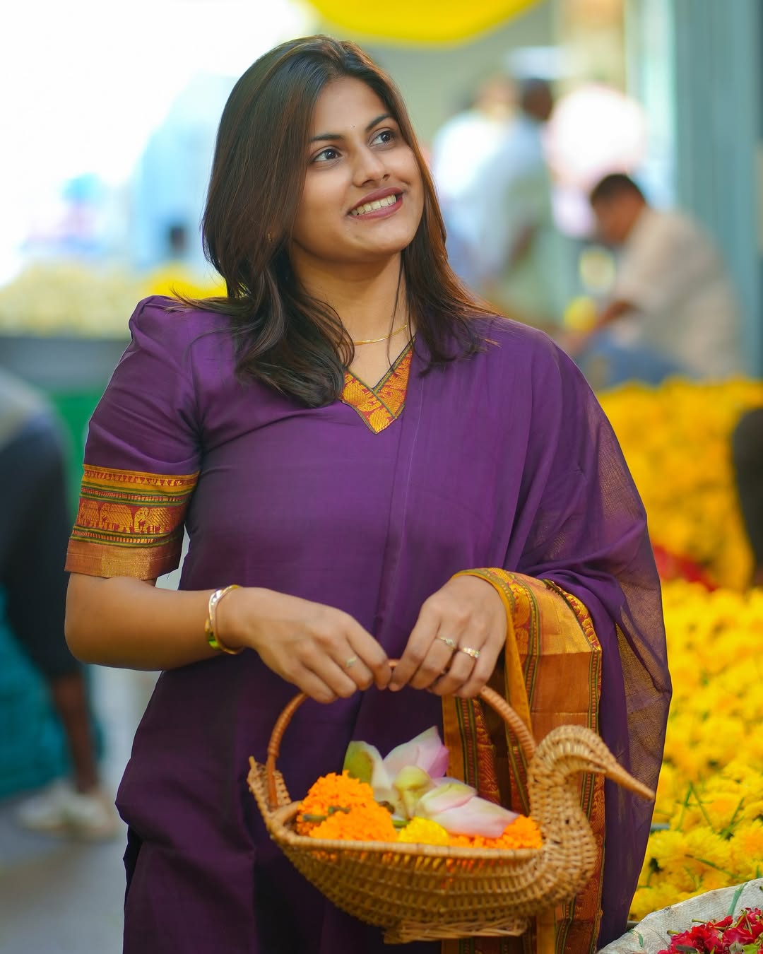 Traditionally in Purple – Mangalgiri Cotton Kurti Set