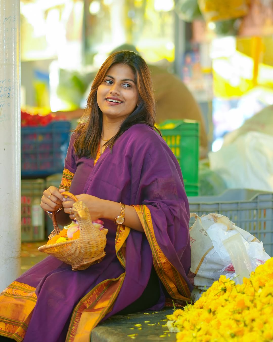 Traditionally in Purple – Mangalgiri Cotton Kurti Set