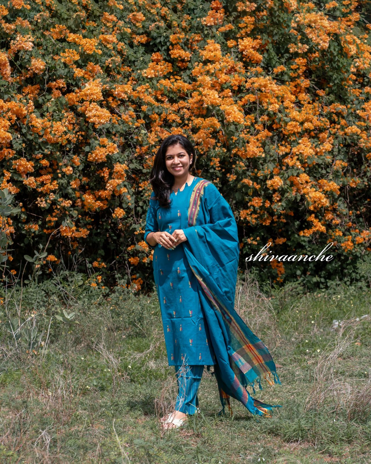 Ink blue Banarasi set