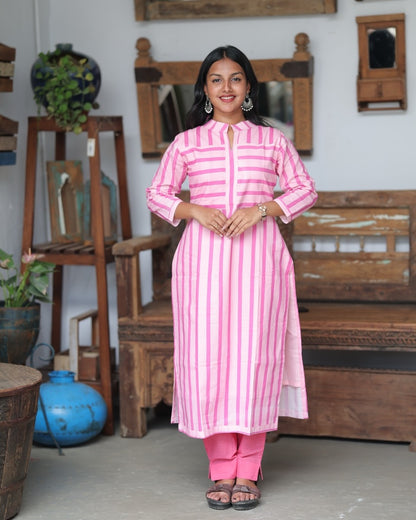Pretty in Pink Striped Kurti