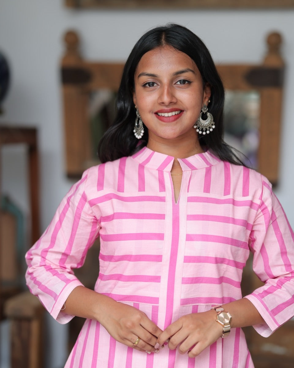 Pretty in Pink Striped Kurti