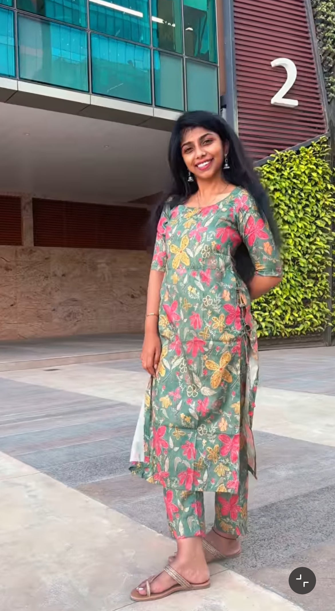 BLUE GREEN FLORAL CHARM COORD SET