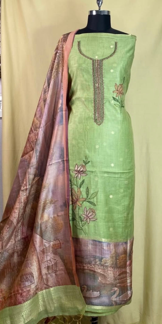 Green Chanderi set