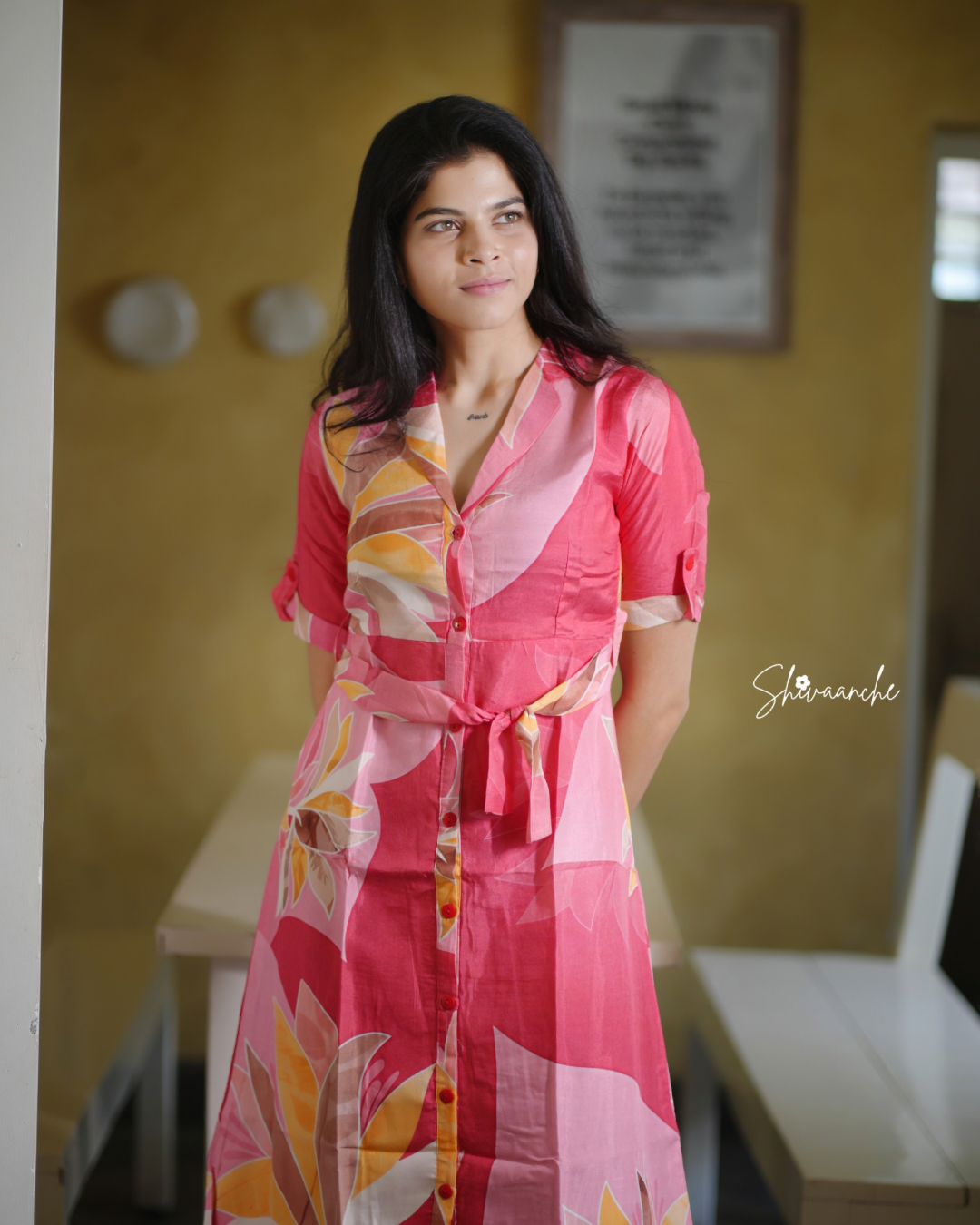 HOT IN PINK MUSLIN DRESS