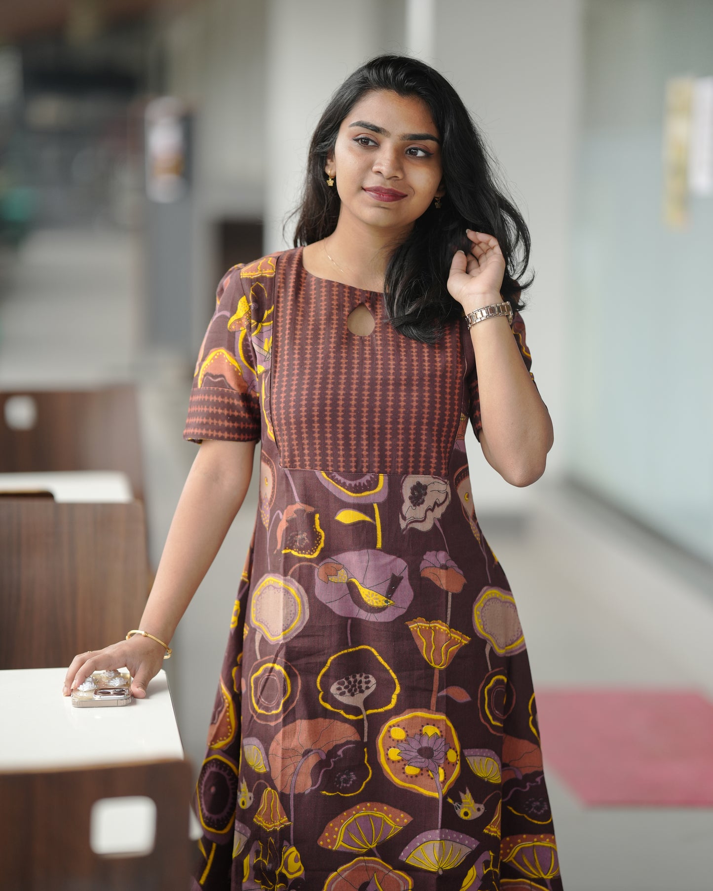 Contemporary Coffee Brown Kurti Pant Set