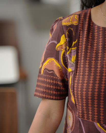 Contemporary Coffee Brown Kurti Pant Set