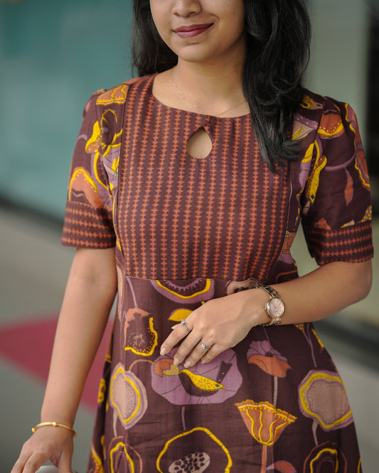 Contemporary Coffee Brown Kurti Pant Set