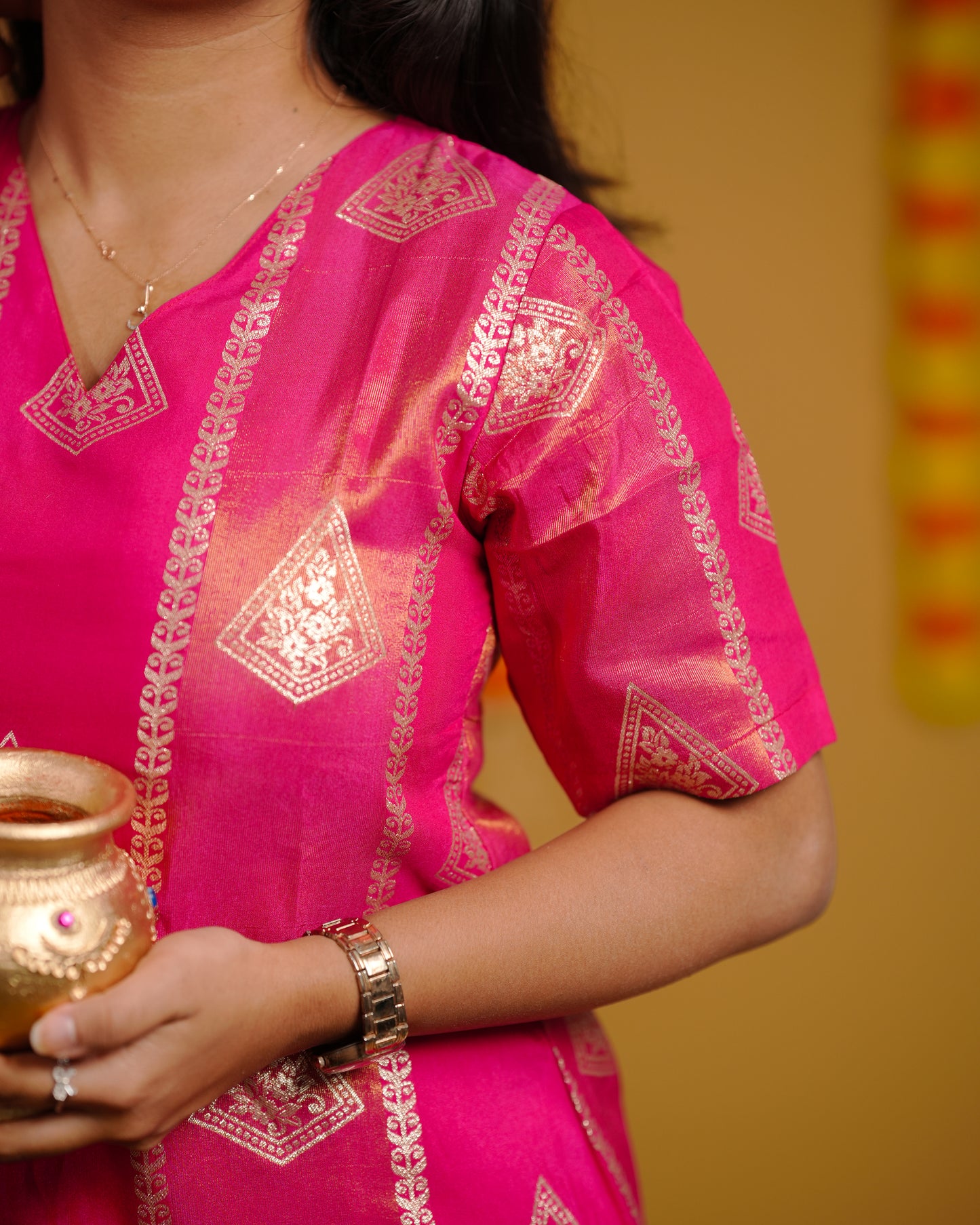 Fuchsia Dola Silk Weaved Co-Ord Set