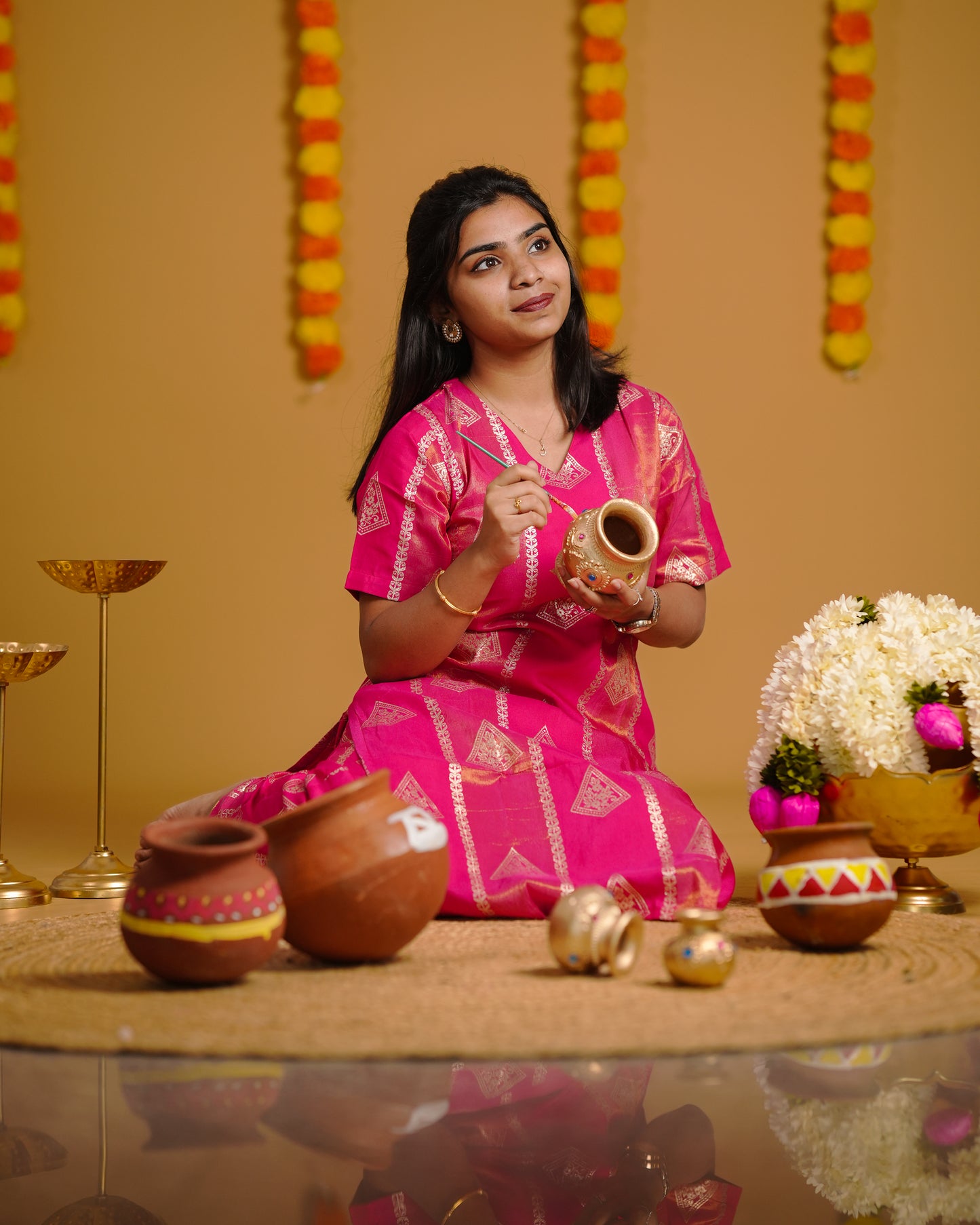 Fuchsia Dola Silk Weaved Co-Ord Set