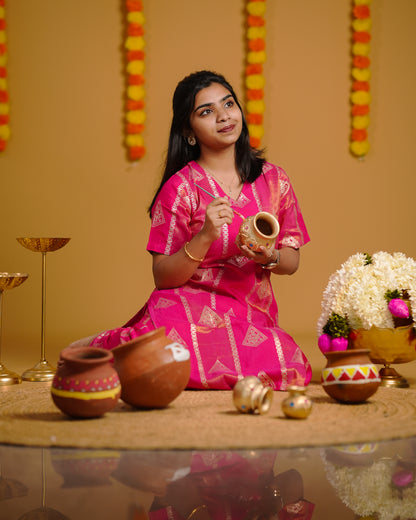 Fuchsia Dola Silk Weaved Co-Ord Set