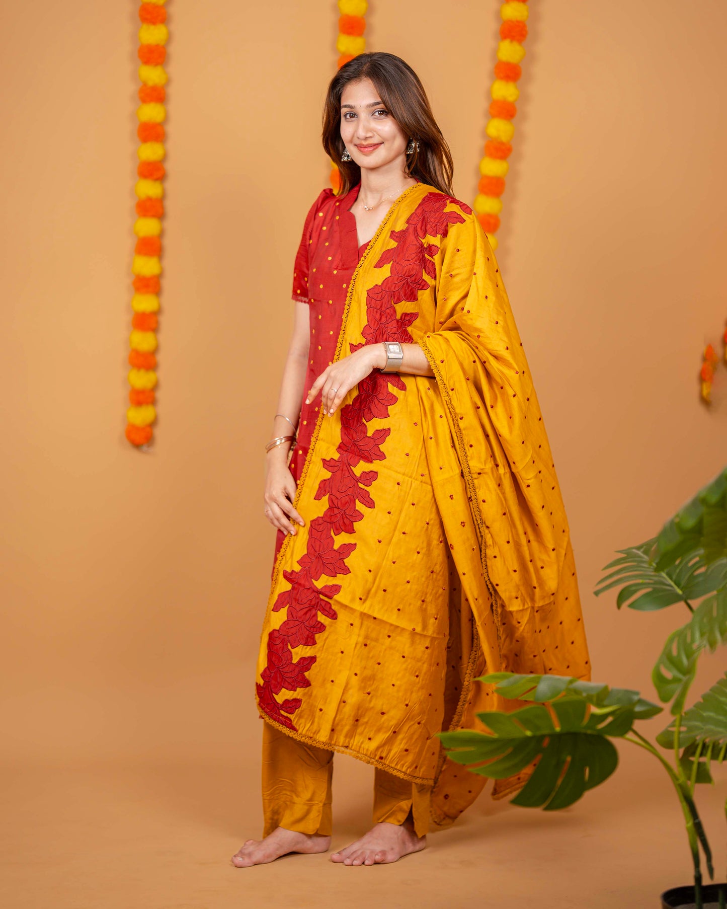 CRIMSON BLOOM KURTA SET