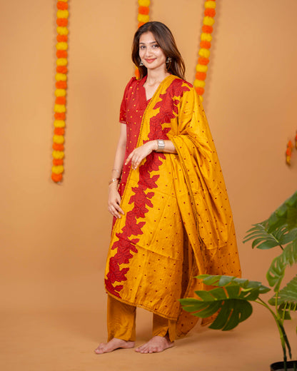 CRIMSON BLOOM KURTA SET