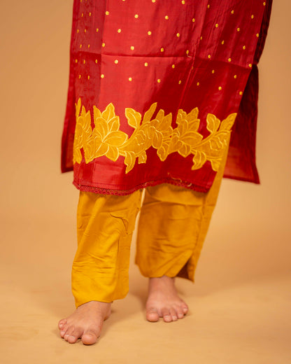 CRIMSON BLOOM KURTA SET