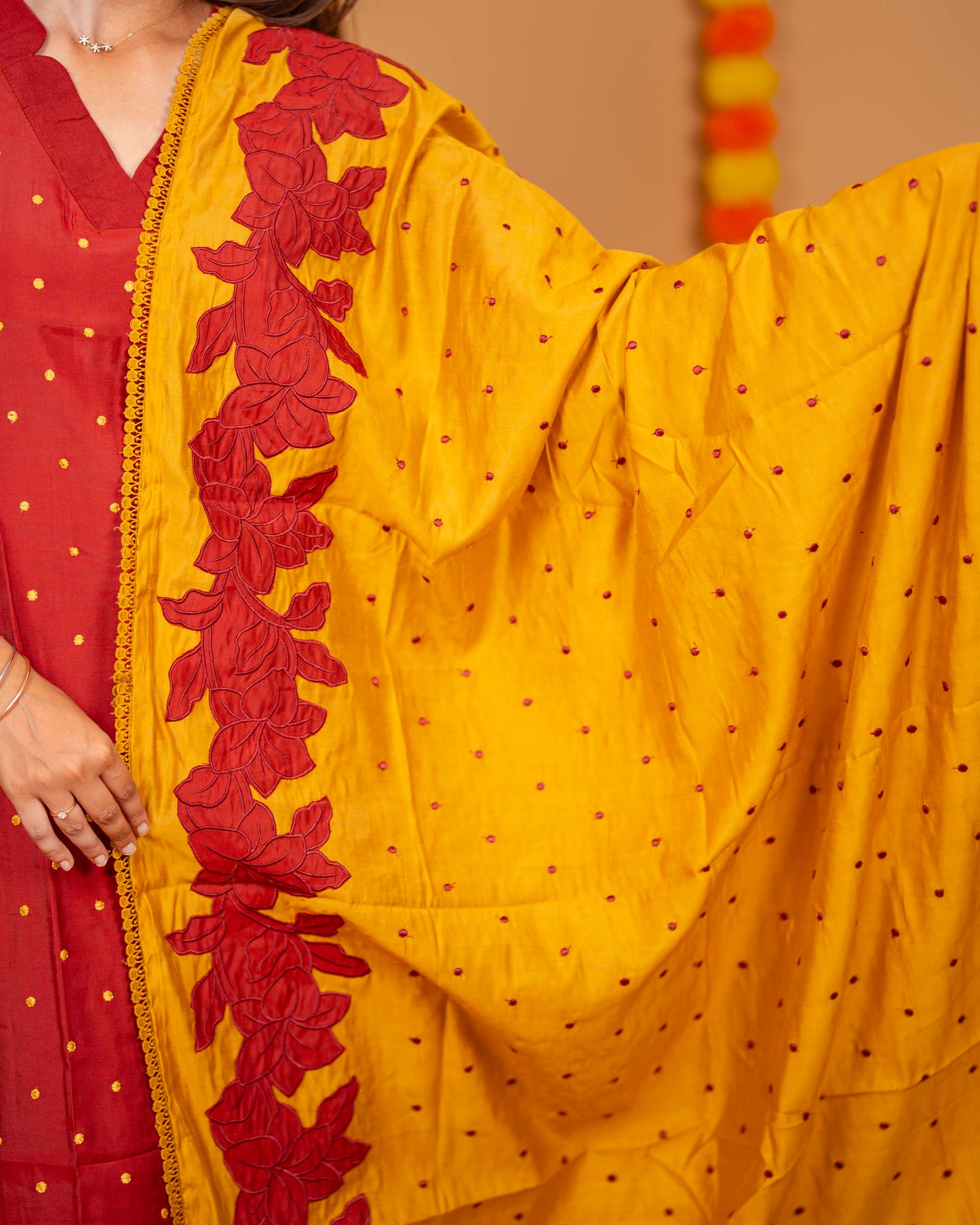 CRIMSON BLOOM KURTA SET