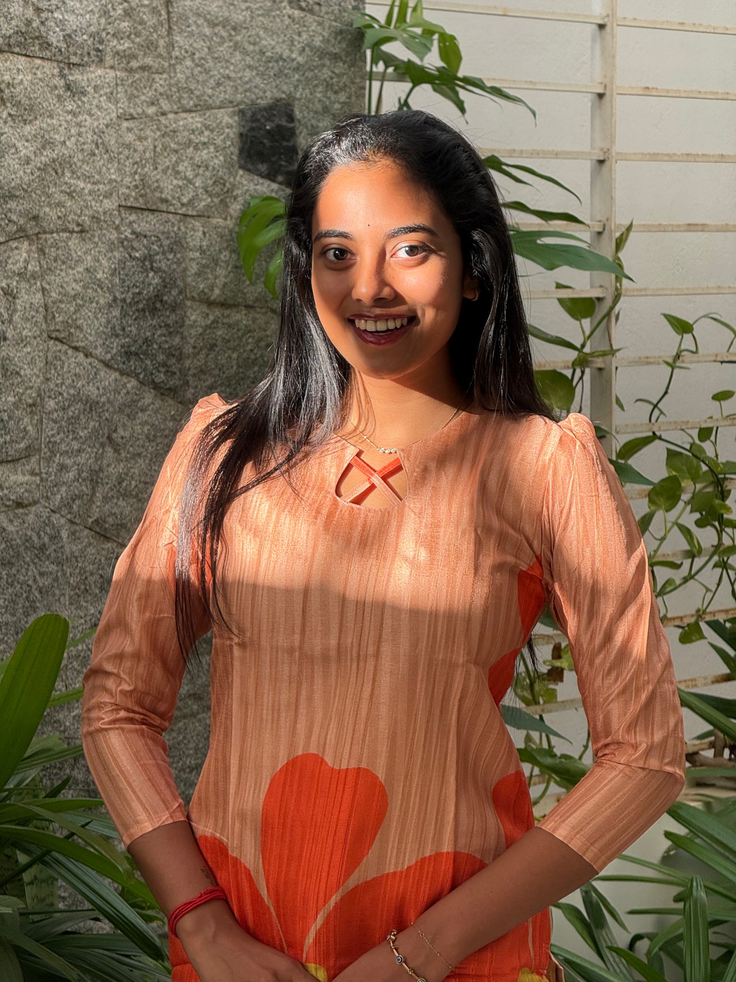 PEACH ORANGE TUSSAR KURTI