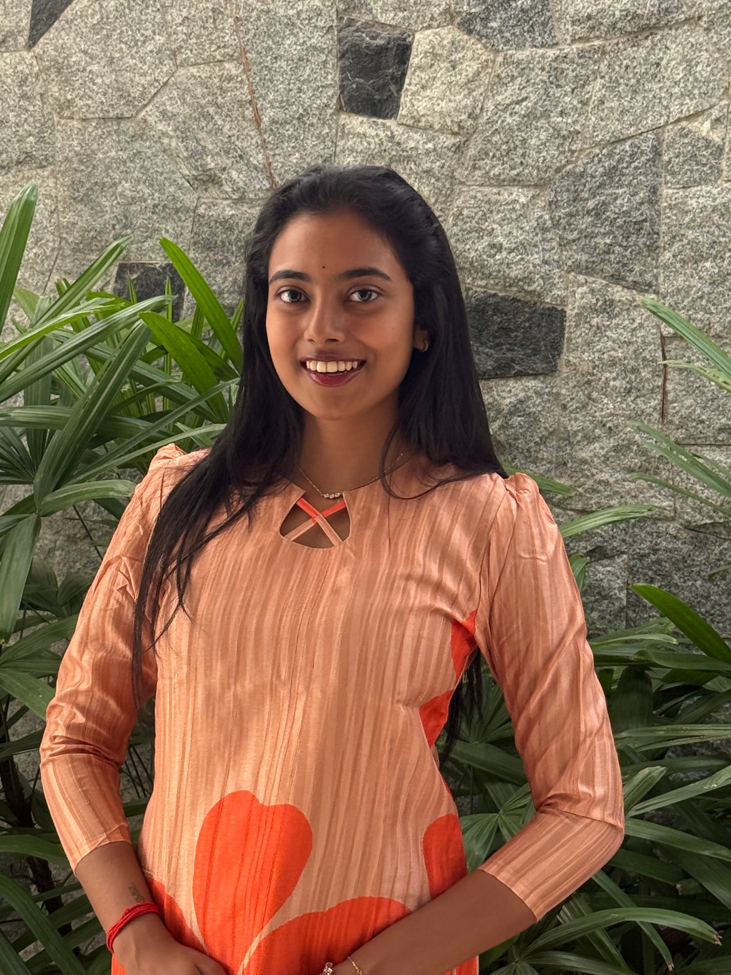 PEACH ORANGE TUSSAR KURTI