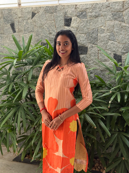 PEACH ORANGE TUSSAR KURTI