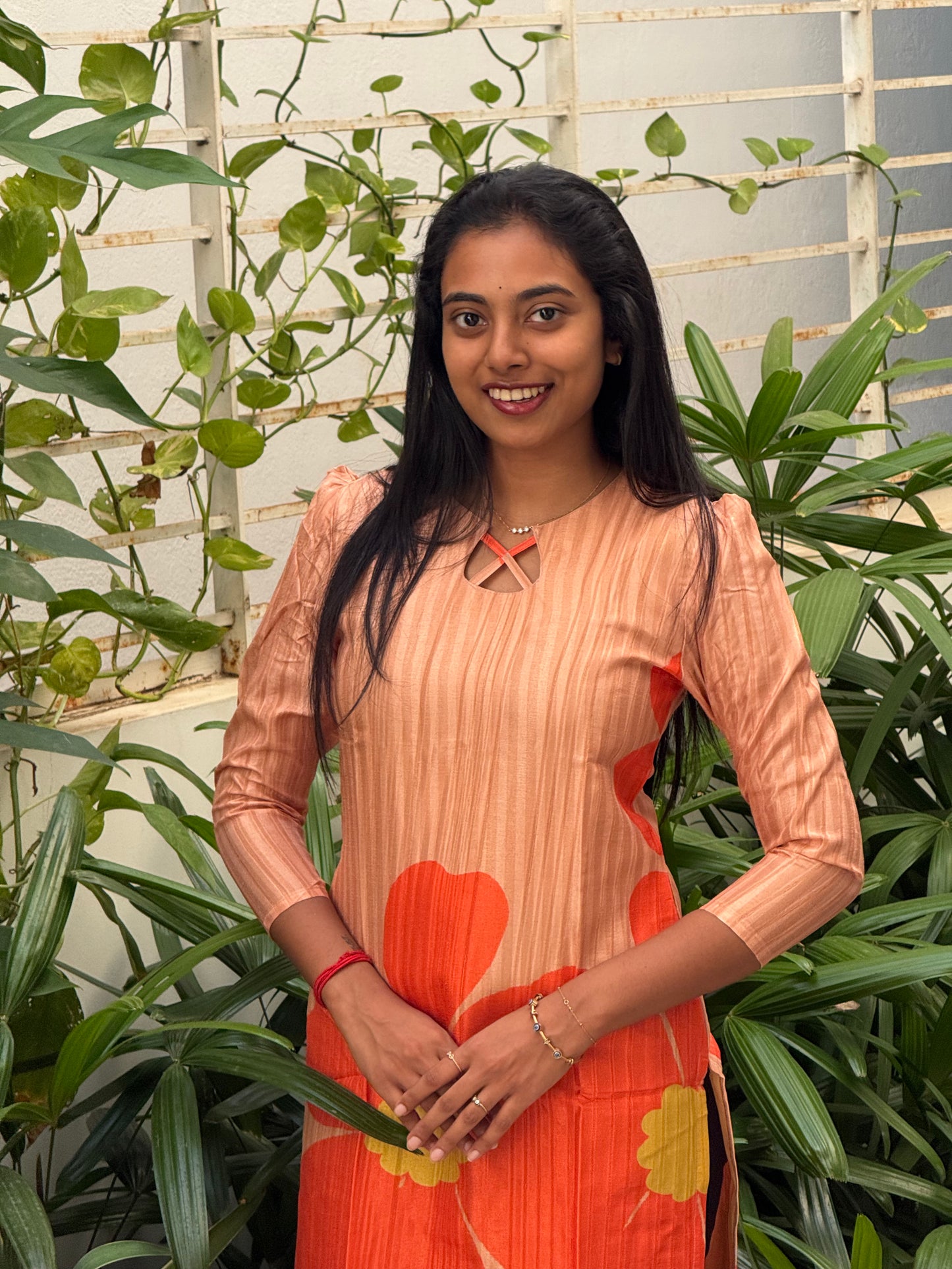 PEACH ORANGE TUSSAR KURTI