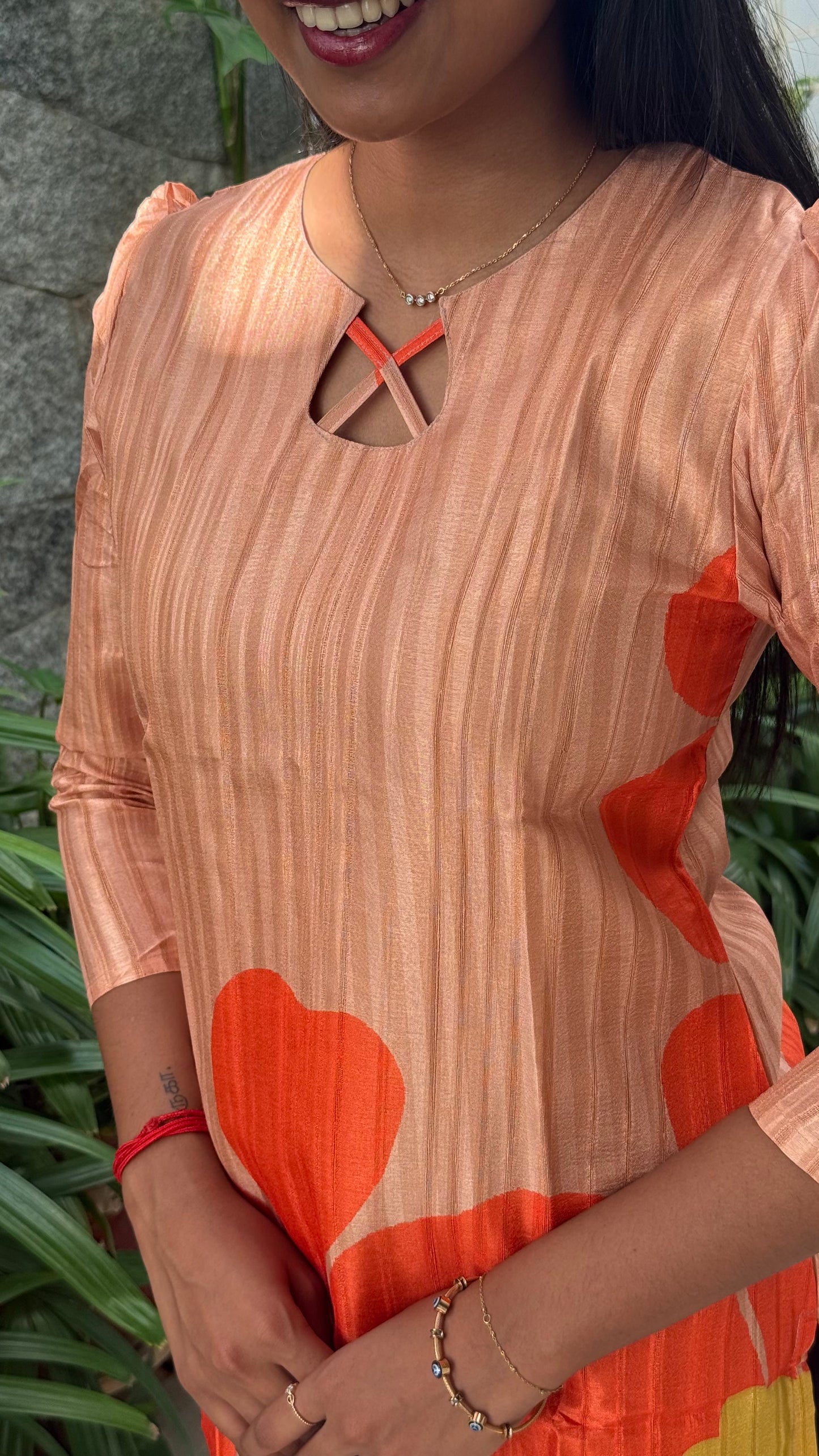 PEACH ORANGE TUSSAR KURTI