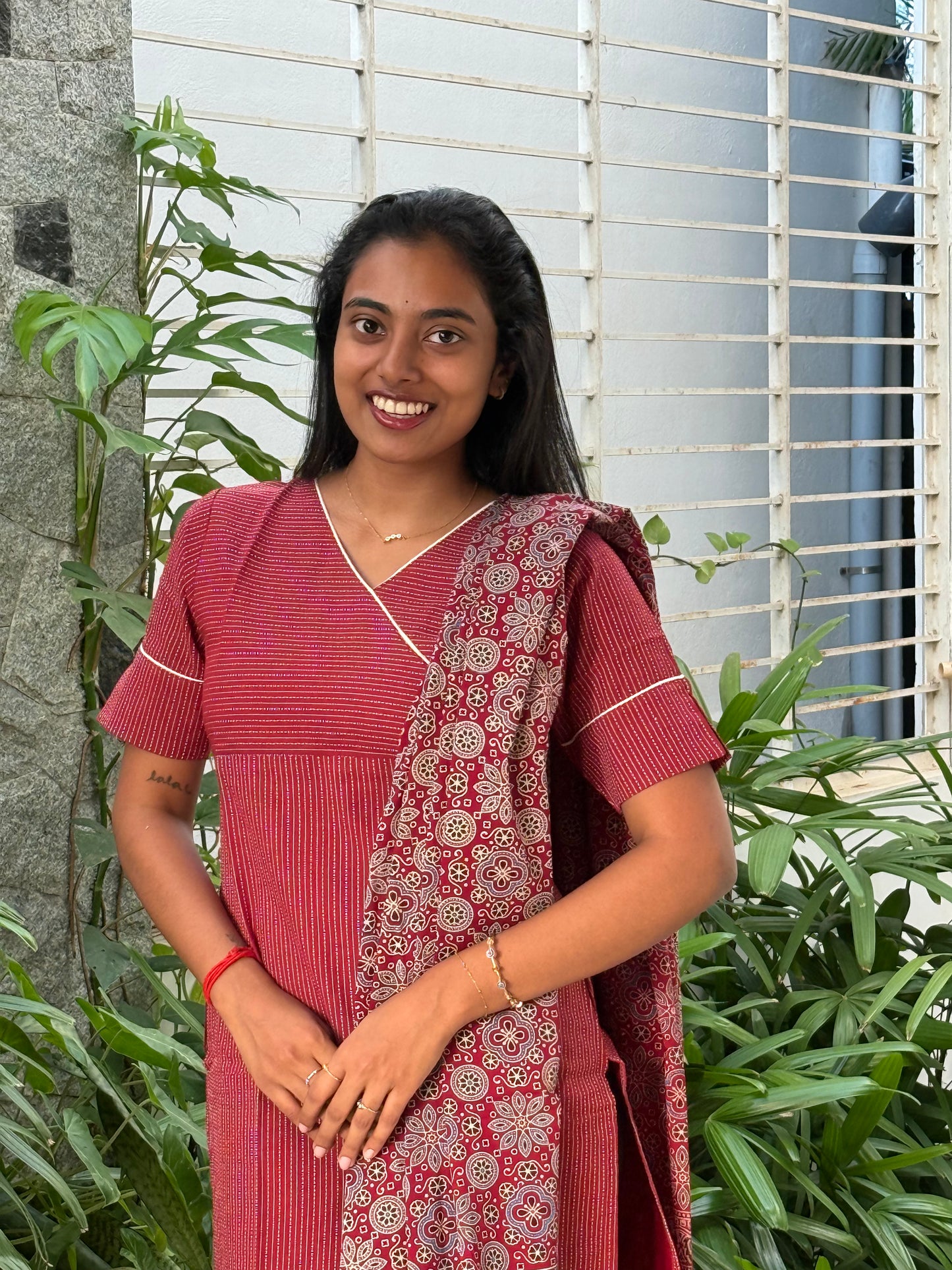 Maroon Angrakha Kurti set