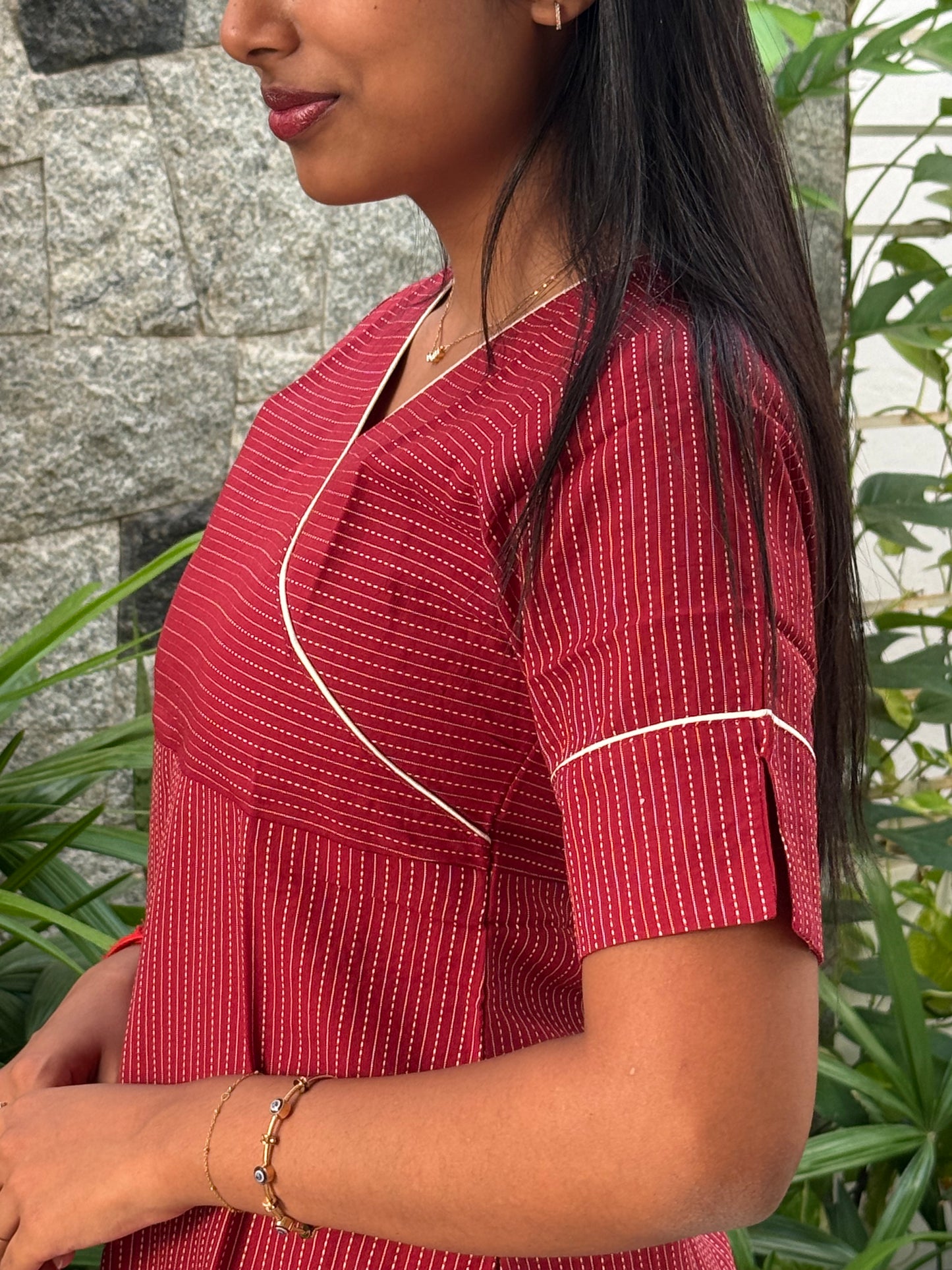 Maroon Angrakha Kurti set