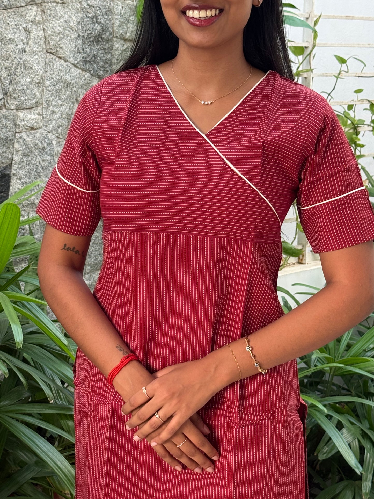 Maroon Angrakha Kurti set