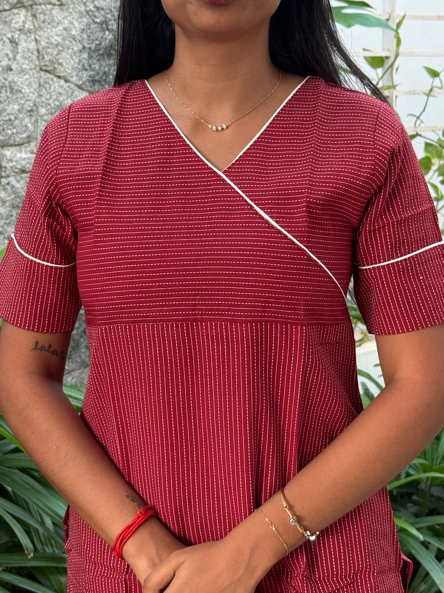 Maroon Angrakha Kurti set