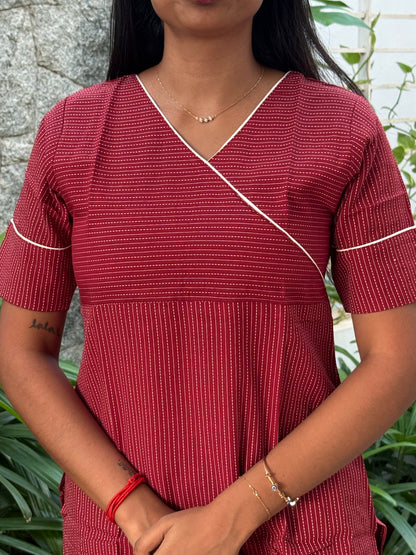 Maroon Angrakha Kurti set
