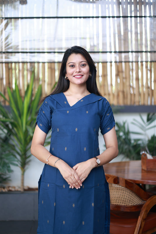 Denim Blue Jamdani Contemporary Co-Ord Set