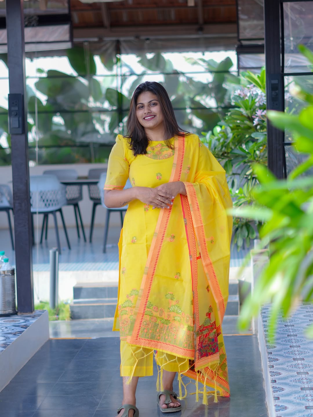 Pichwai Motif Banarasi Jamdani Suit Set