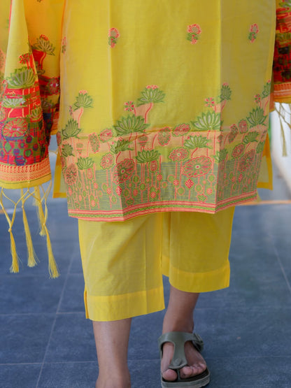 Pichwai Motif Banarasi Jamdani Suit Set