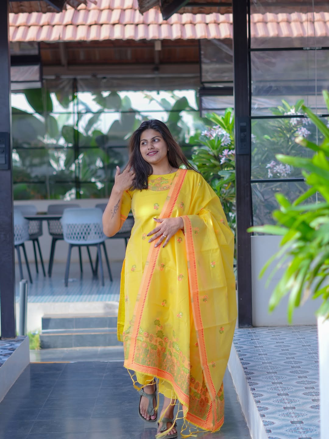Pichwai Motif Banarasi Jamdani Suit Set