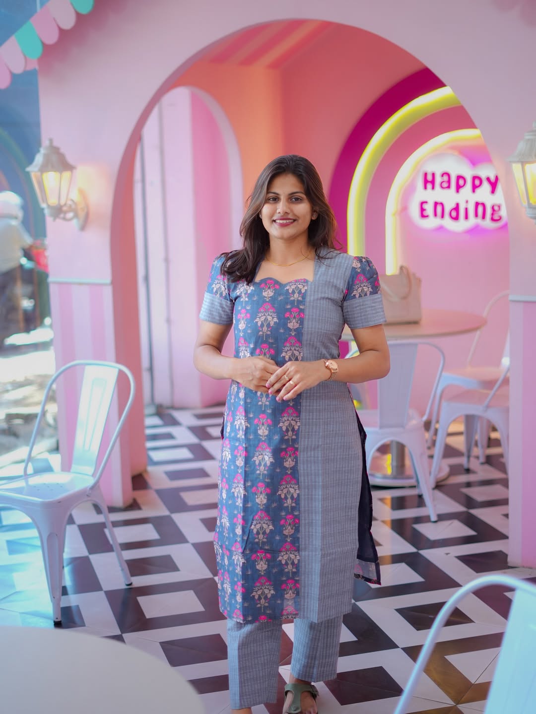 Grey Handloom Checked Co-Ord Set