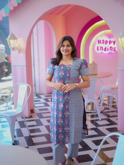 Grey Handloom Checked Co-Ord Set