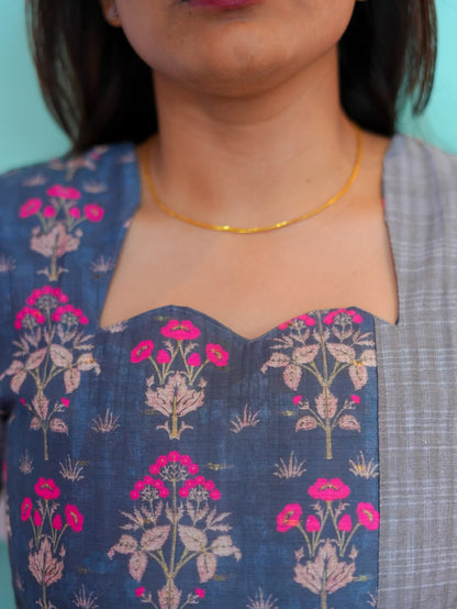 Grey Handloom Checked Co-Ord Set