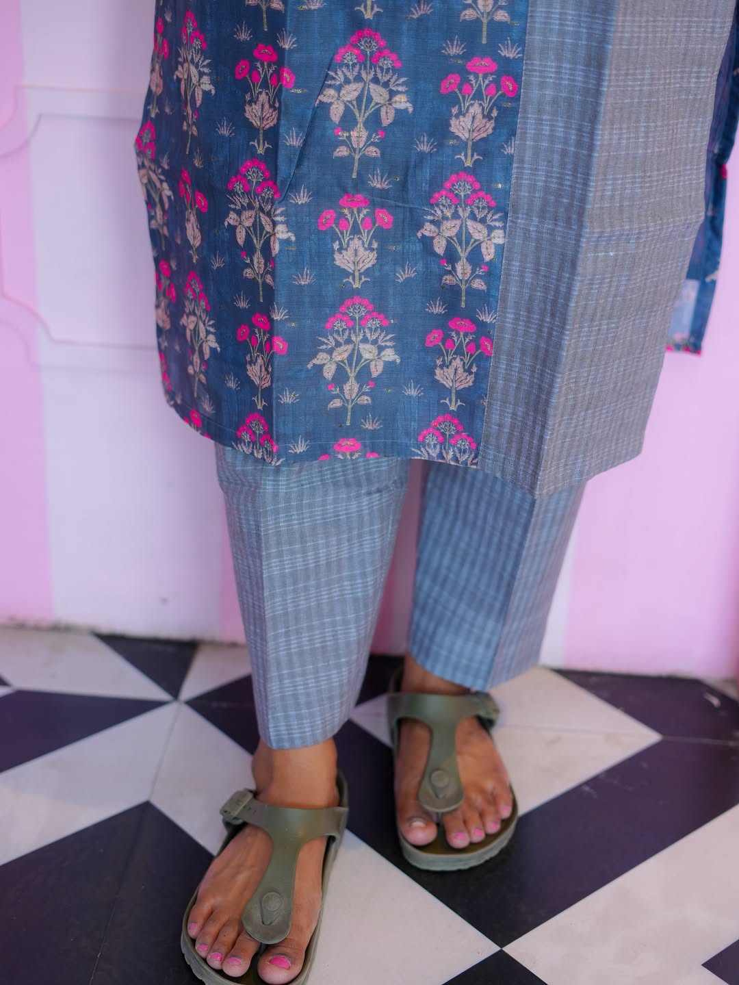 Grey Handloom Checked Co-Ord Set
