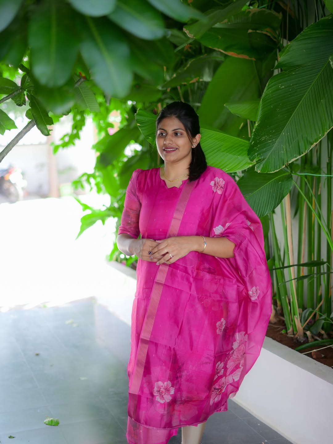 Magenta Magic Tabby Silk Kurti & Dupatta Set